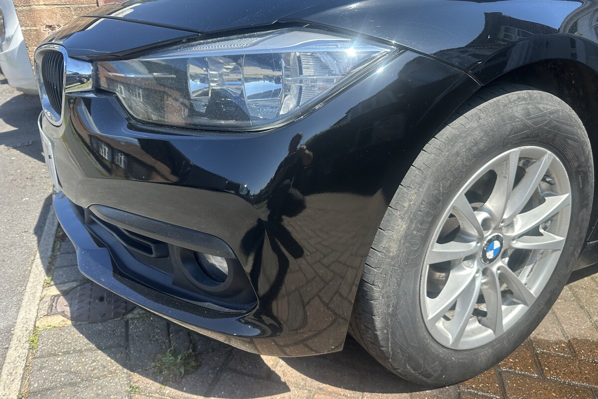 Black bumper after scuff repair